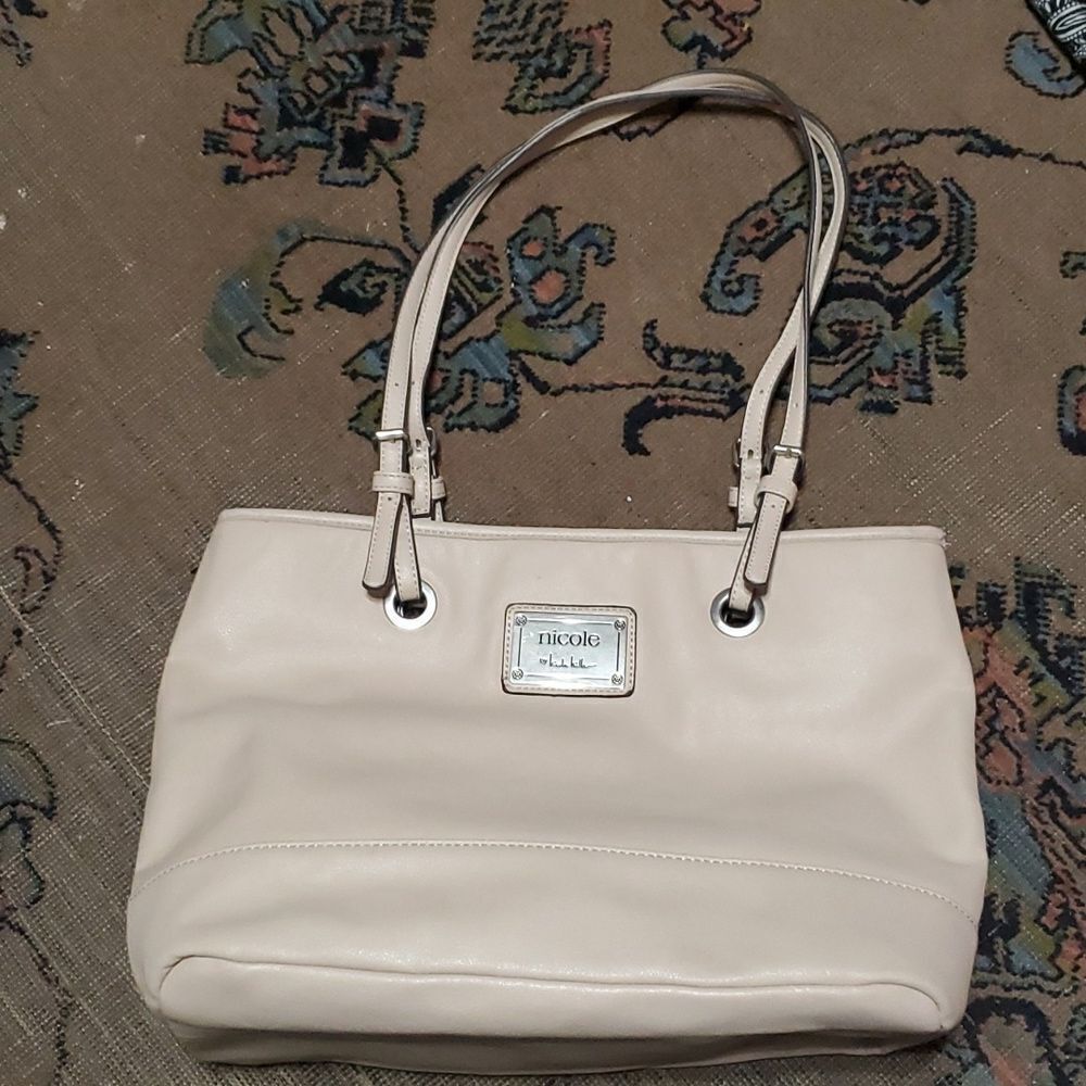 Nicole By Nicole Miller Shoulder Bag Purse 2 Strap Silver accents blush pink‎